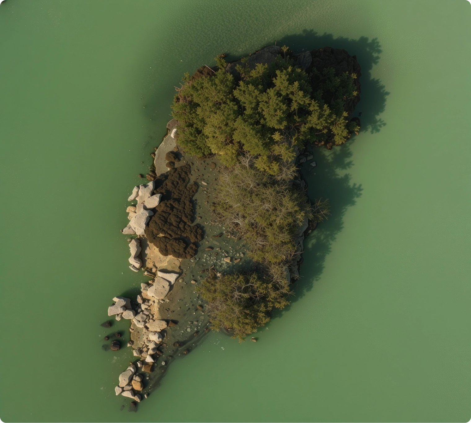 Aerial view of restored coastal ecosystem